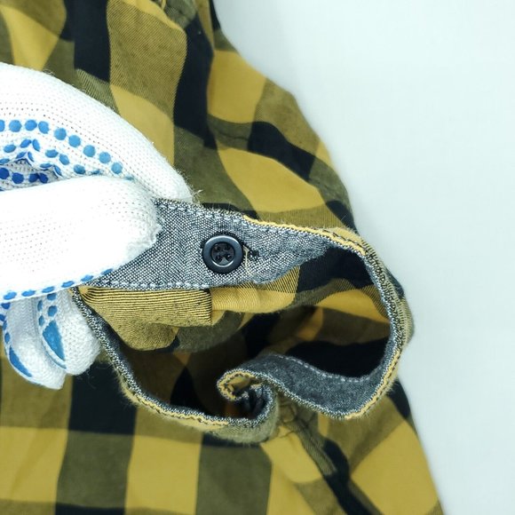 Eighty Eight Button Shirt Mens XL Yellow Black Pockets Checkered Plaid - Picture 6 of 9